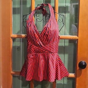 Red and blue halter top, Odille for Anthropologie, size 6